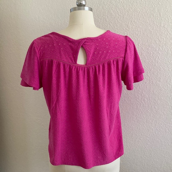 Nanette Lepore Fuchsia Eyelet Short Sleeve Top - Picture 5 of 9
